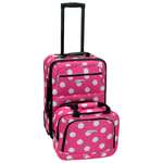 Rockland Fashion Softside Upright Luggage Set, Expandable, Pink Dots (2-Piece, 14/19)