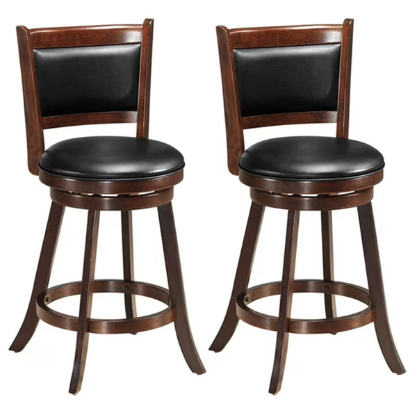 2-Count Costway 24'' Swivel Counter Height Barstools (Espresso)