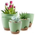 5-Pack Foukus Self-Watering Plant Pots with Drainage (3 Colors)
