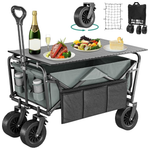 Large Capacity Collapsible Folding Wagon Cart w/ Table Plate