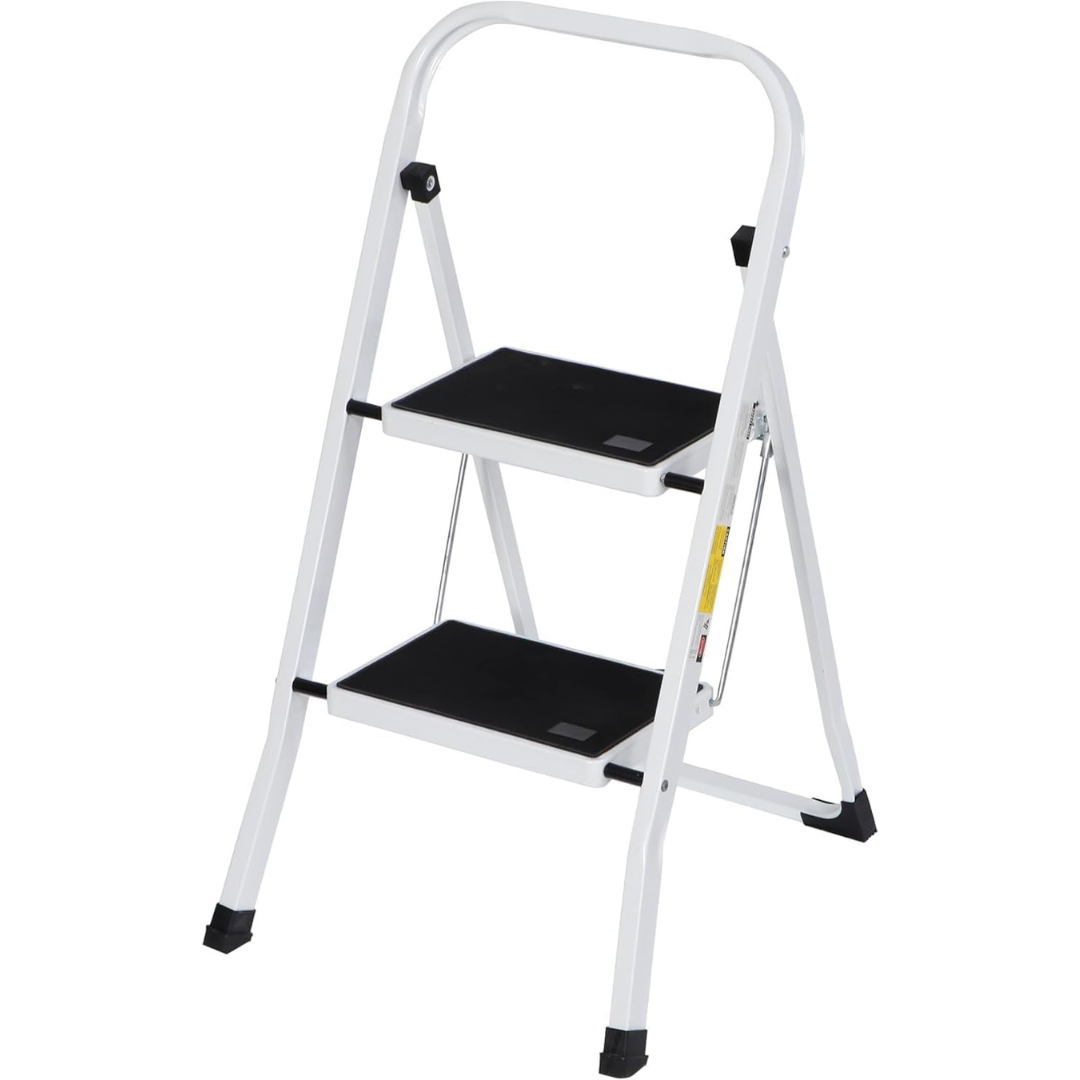 2 Step Stool Ergonomic Foldable 300 LBS Capacity Ladder