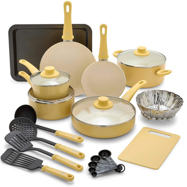18-Piece GreenLife Toxin-Free Ceramic Non-Stick Cookware Set