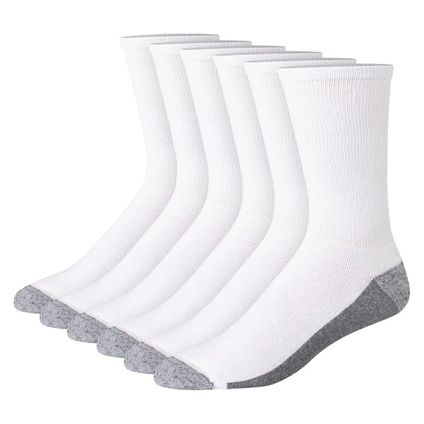 6-Pairs Hanes Men's Max Cushioned Crew Socks