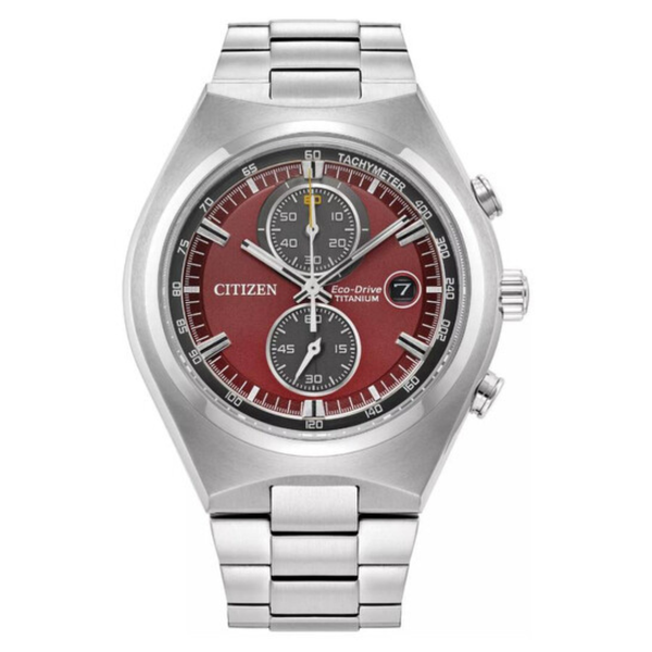 Citizen Super Titanium 43mm Chronograph Red Dial Men's Watch