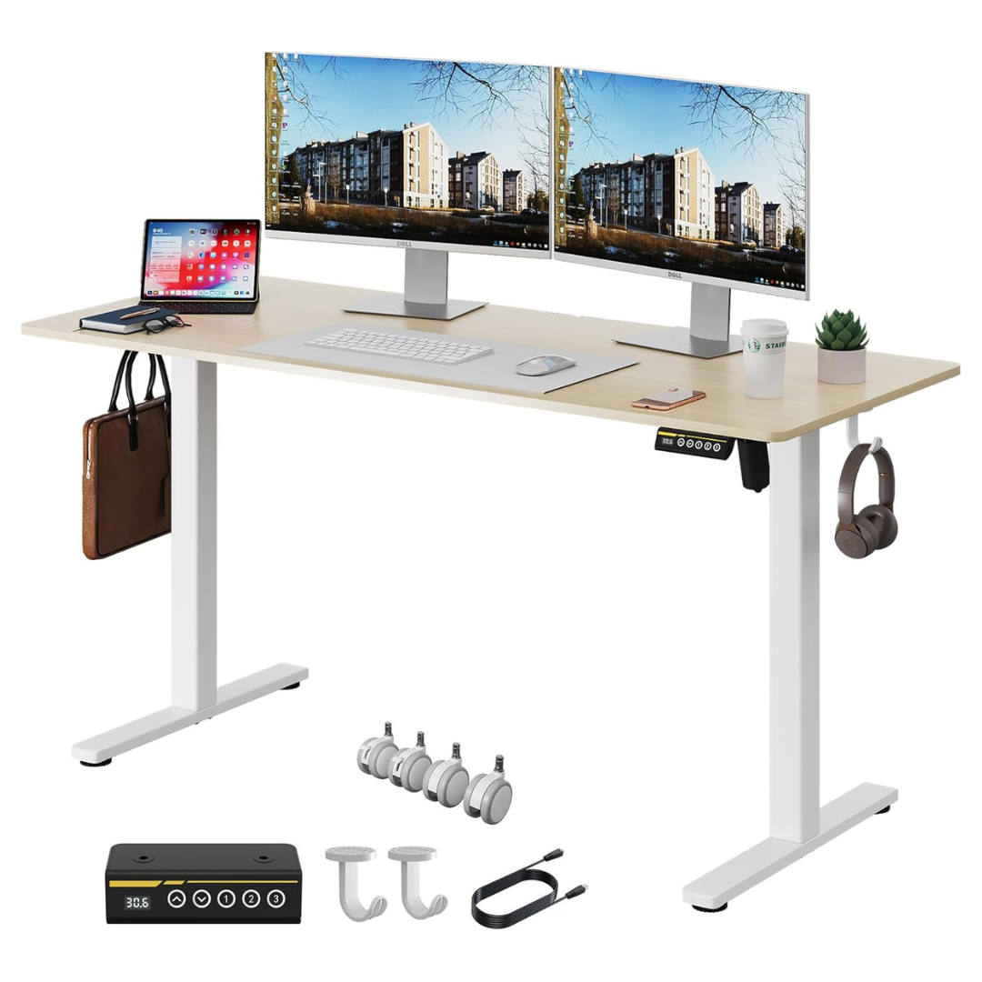 55" x 24" Gamork Electric Standing Desk With Lockable Wheels