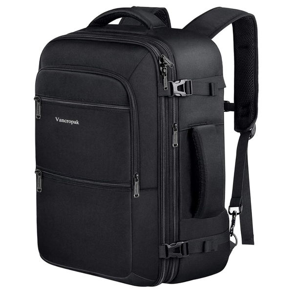 40L Vancropak Expandable X-Large Travel Carry On Backpack (Black)