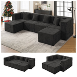 Behost 130" Oversized Modular Sectional Sofa With 2 Ottomans And 6 Pillows