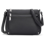 Women's Soft PU Leather Black Crossbody Bags Purse (3 Colors)