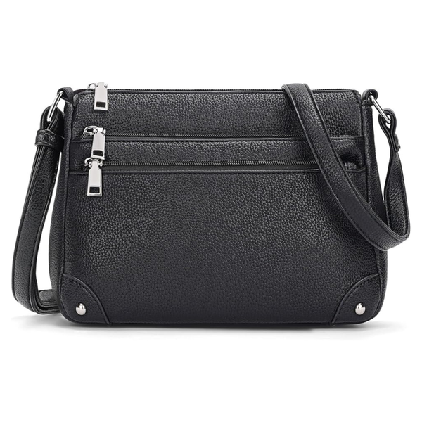 Women's Soft PU Leather Black Crossbody Bags Purse (3 Colors)