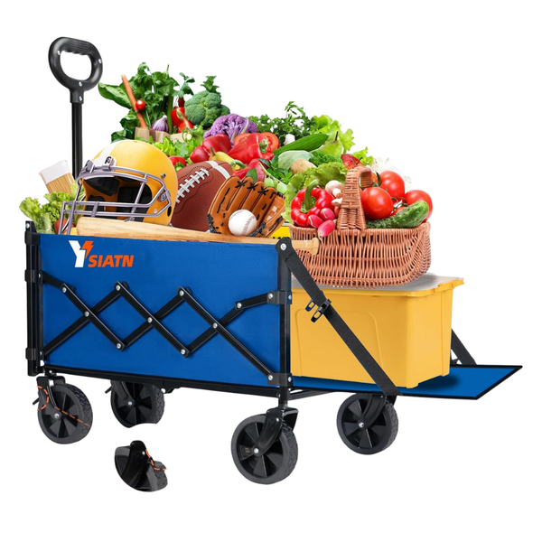 300lbs Heavy Duty Collapsible Folding Wagon Cart With Tailgat