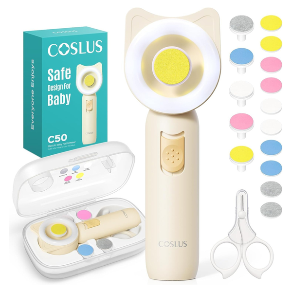 Coslus 16-In-1 Electric Baby Nail Trimmer Kit W/ 360deg. Light