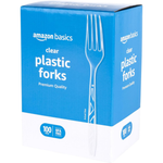 100-Count Amazon Basics Disposable Clear Plastic Forks