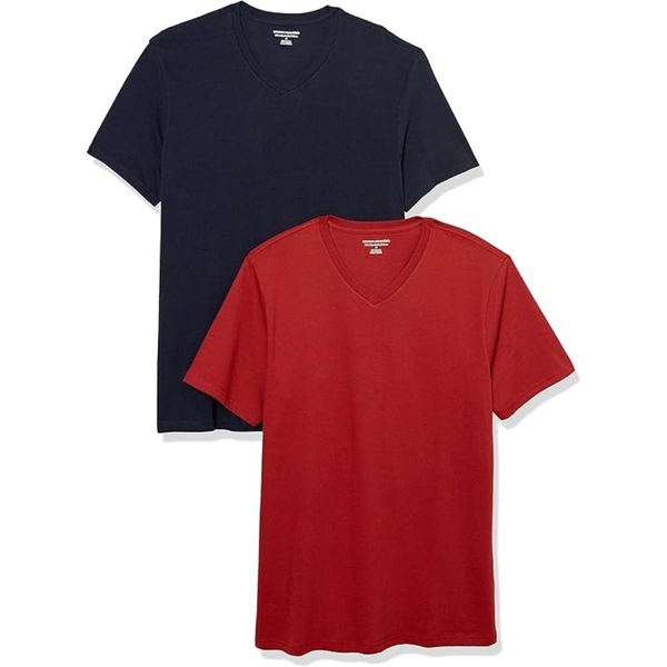 2-Pack Amazon Essentials Men's Short-Sleeve V-Neck T-Shirts (Various)