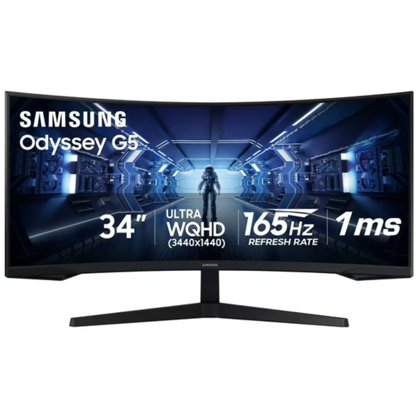 34" Samsung Odyssey G55T Curved WQHD 165Hz 1ms HDR VA Freesync Gaming Monitor
