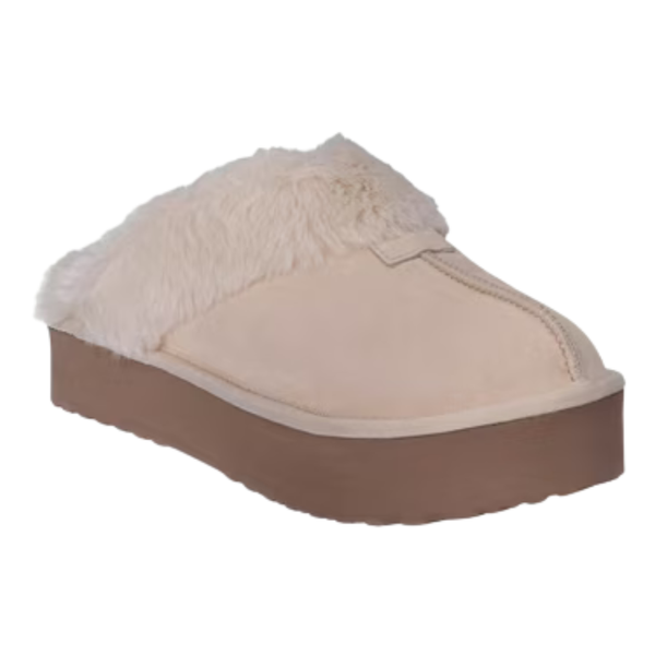 Joyspun Women's Faux Suede Platform Clog Slippers