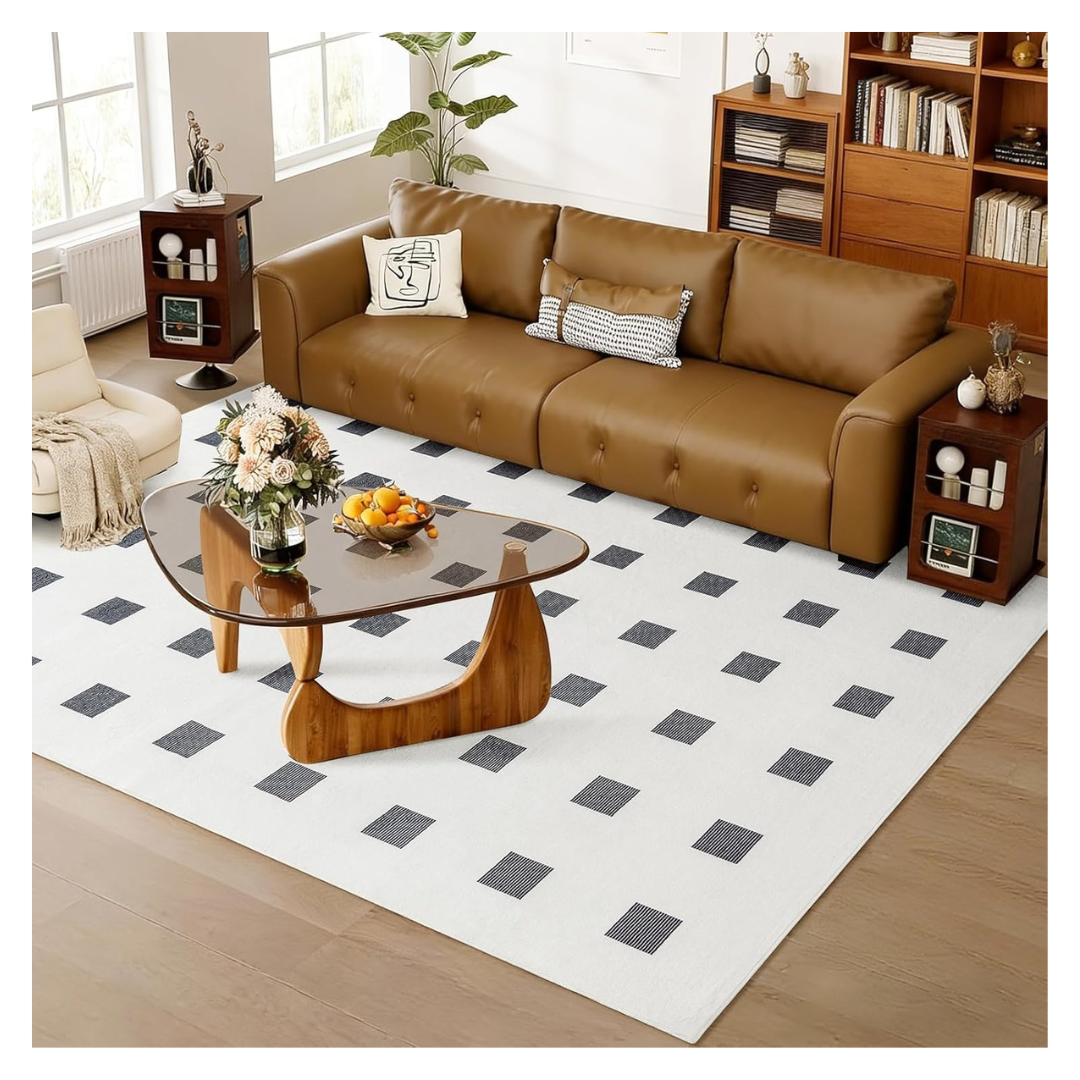 5Ft x 7Ft Premium Low-Pile Checkered Rugs