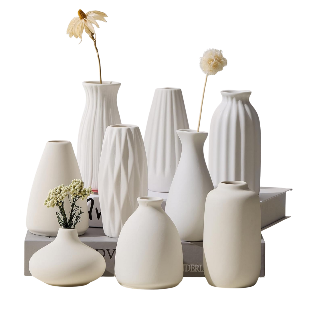 9-Piece Boho Ceramic Bud Vase Set