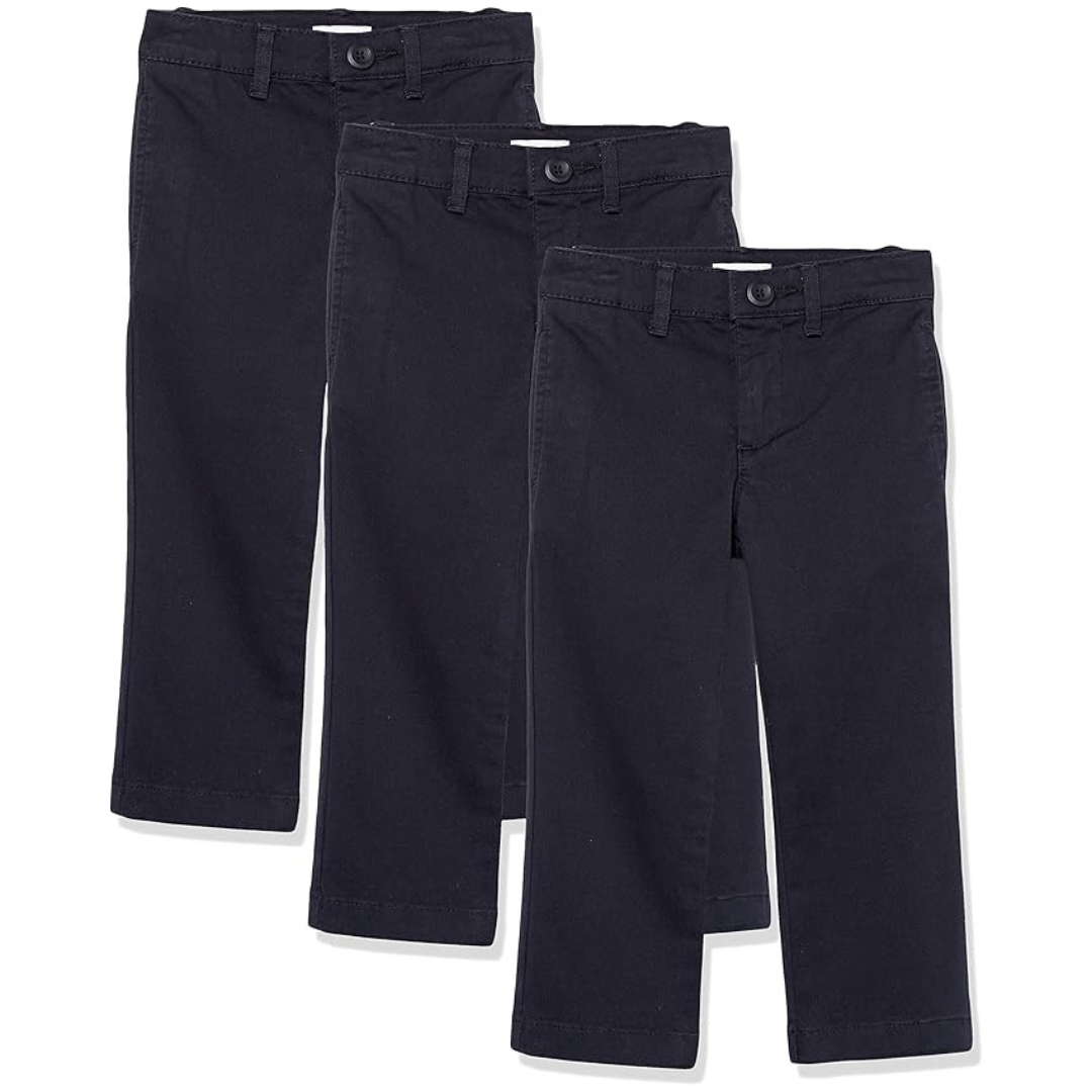 3-Pack Amazon Essentials Boys' Uniform Khaki Pants