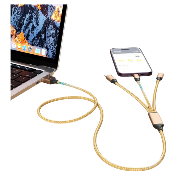 2-Pack 4ft 3-in-1 Multi Charging Cable (USB A to Lightning/USB C/Micro USB)