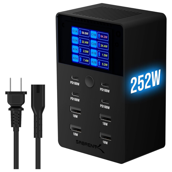 8-Port SABRENT 252W USB-A & USB-C Charging Station