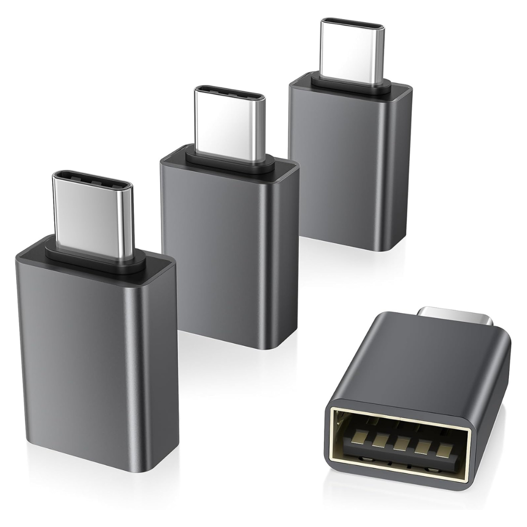 4-Pack Elebase USB-C Male To USB-A Female OTG Adapter (Gray)
