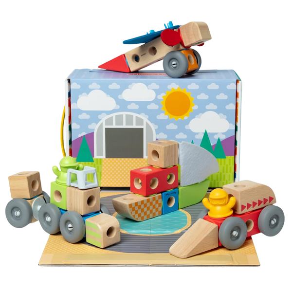 Kids 54-Pcs Blockables Wooden Vehicle Building Set