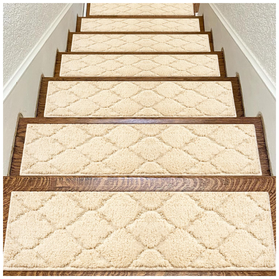 7-Piece 28" x 9" Non-Slip Soft Peel & Stick Carpet Stair Treads