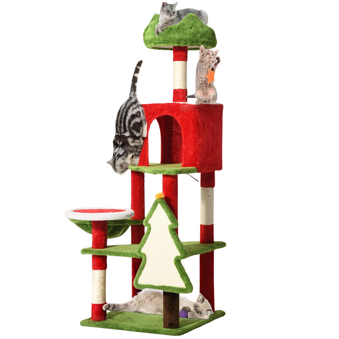Yitahome Christmas 54 Inch Multi-Level Cat Climbing Tower