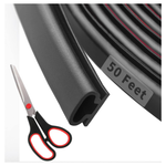 50ft D-Shape Rubber Weather Stripping Door Seal Strip W/ Scissors