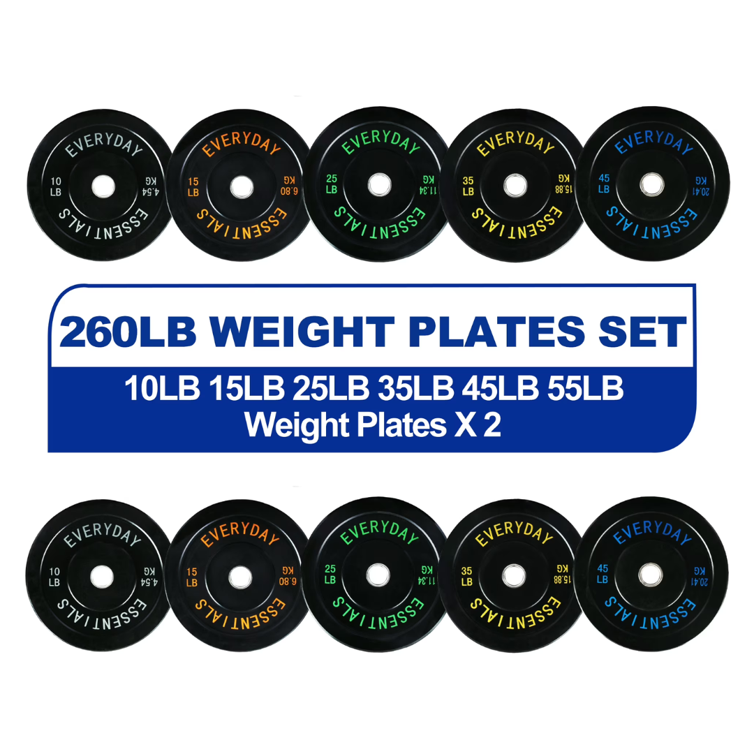 260lbs BalanceFrom Olympic Bumper Weight Plate Set with Steel Hub