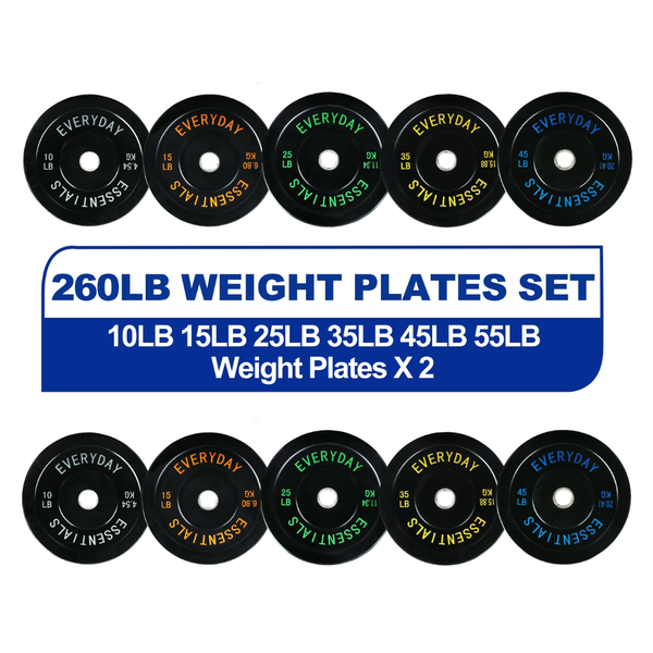 260lbs BalanceFrom Olympic Bumper Weight Plate Set with Steel Hub