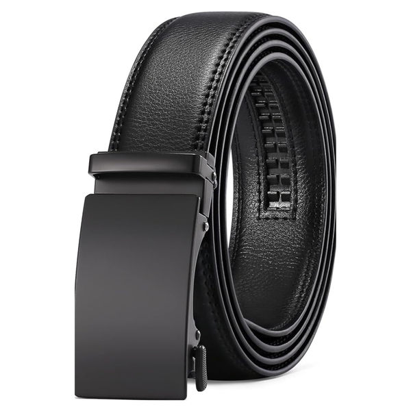 Men's Leather Belt with Automatic Ratchet Buckle & Gift Box