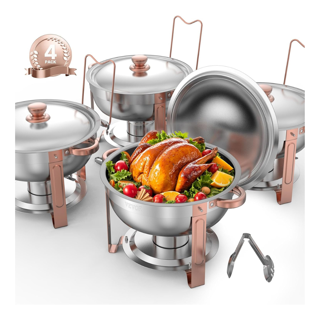 4-Pack Vevor 5QT Stainless Steel Chafing Dish Buffet Set