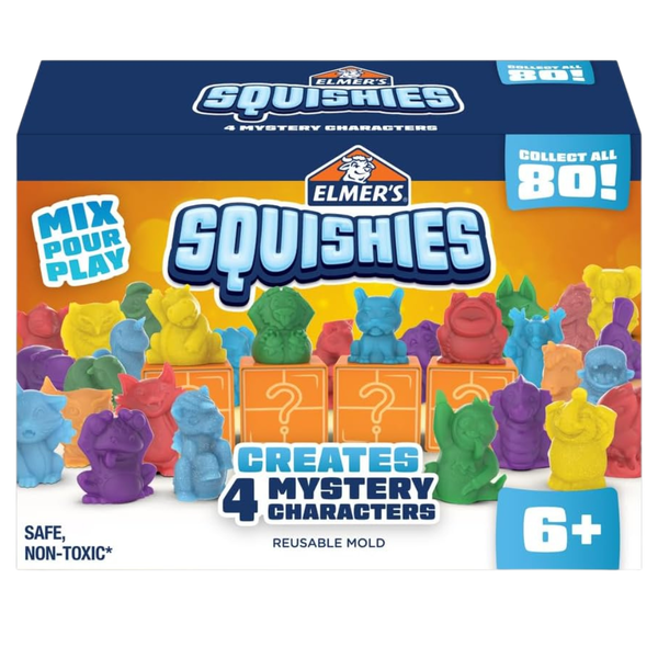 Elmer’s Squishies Kids’ DIY Activity Kit, Creates 4 Mystery Characters, 24 Piece Kit