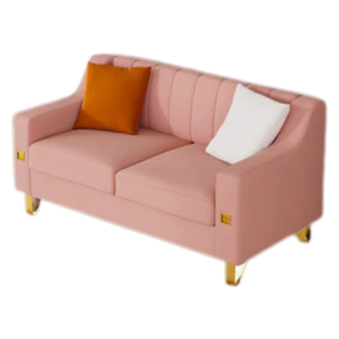 Streamdale Luxury Pink Velvet Loveseat Sofa With Gold Accents
