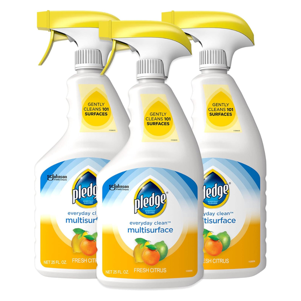 Pledge pH-Balanced Multisurface Cleaner Spray For Everyday Care, Fresh Citrus Scent (25oz, Pack Of 3)