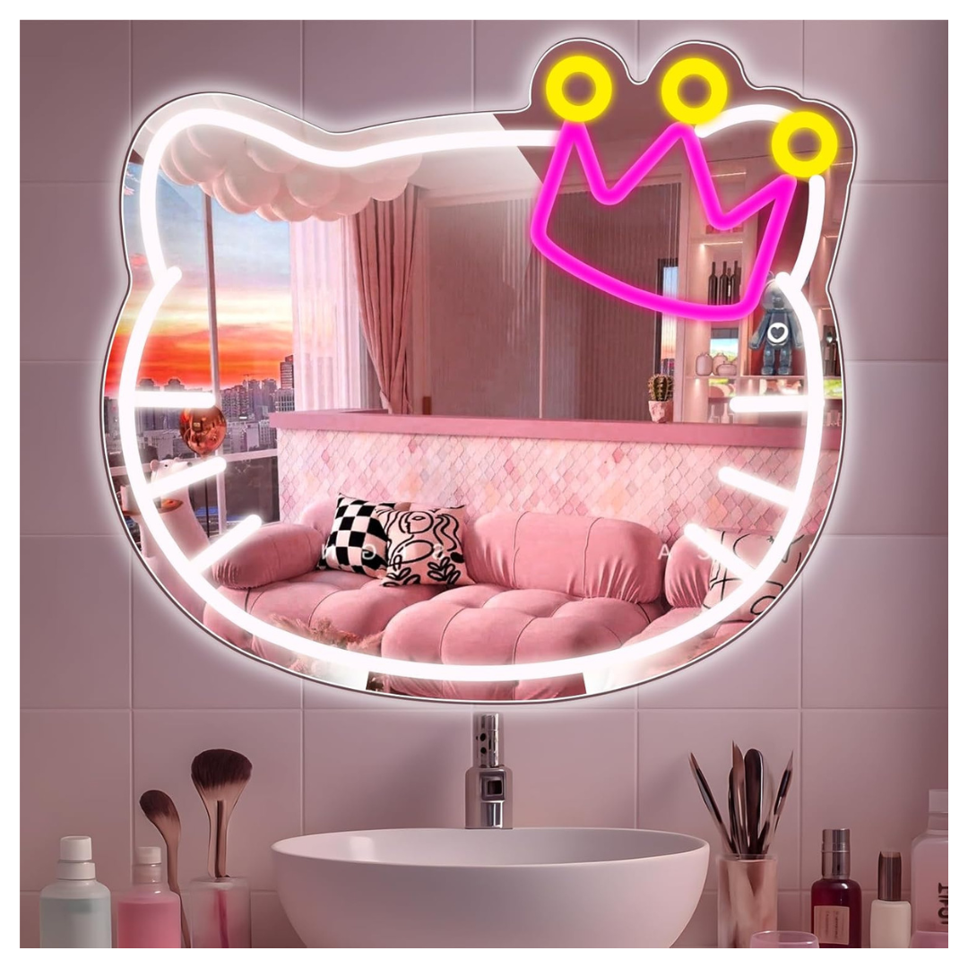 15.3'' x 13.3'' Anime Vanity Mirror With Neon Sign