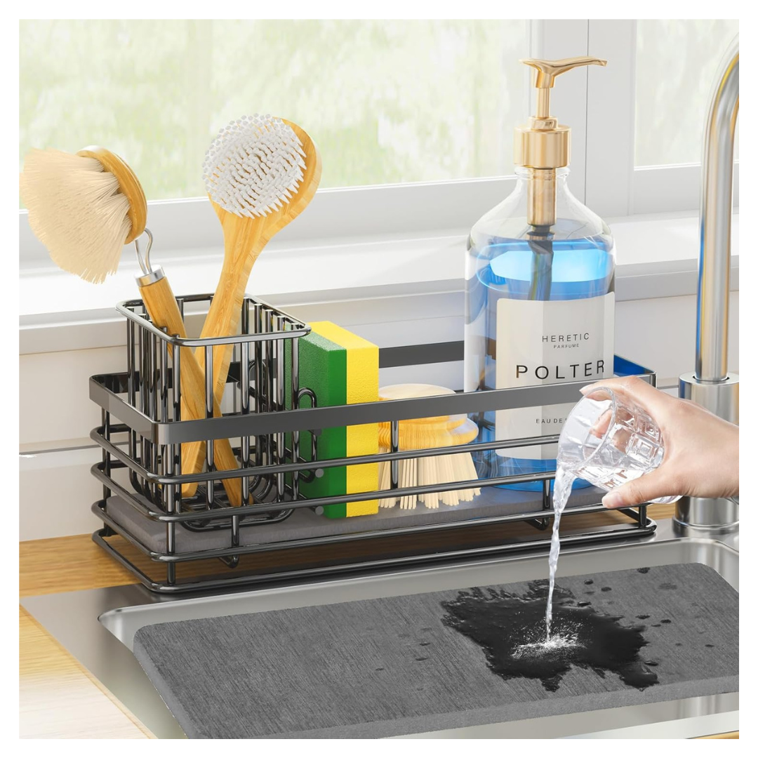 Sponge Holder Sink Caddy With Instant Drying Stone