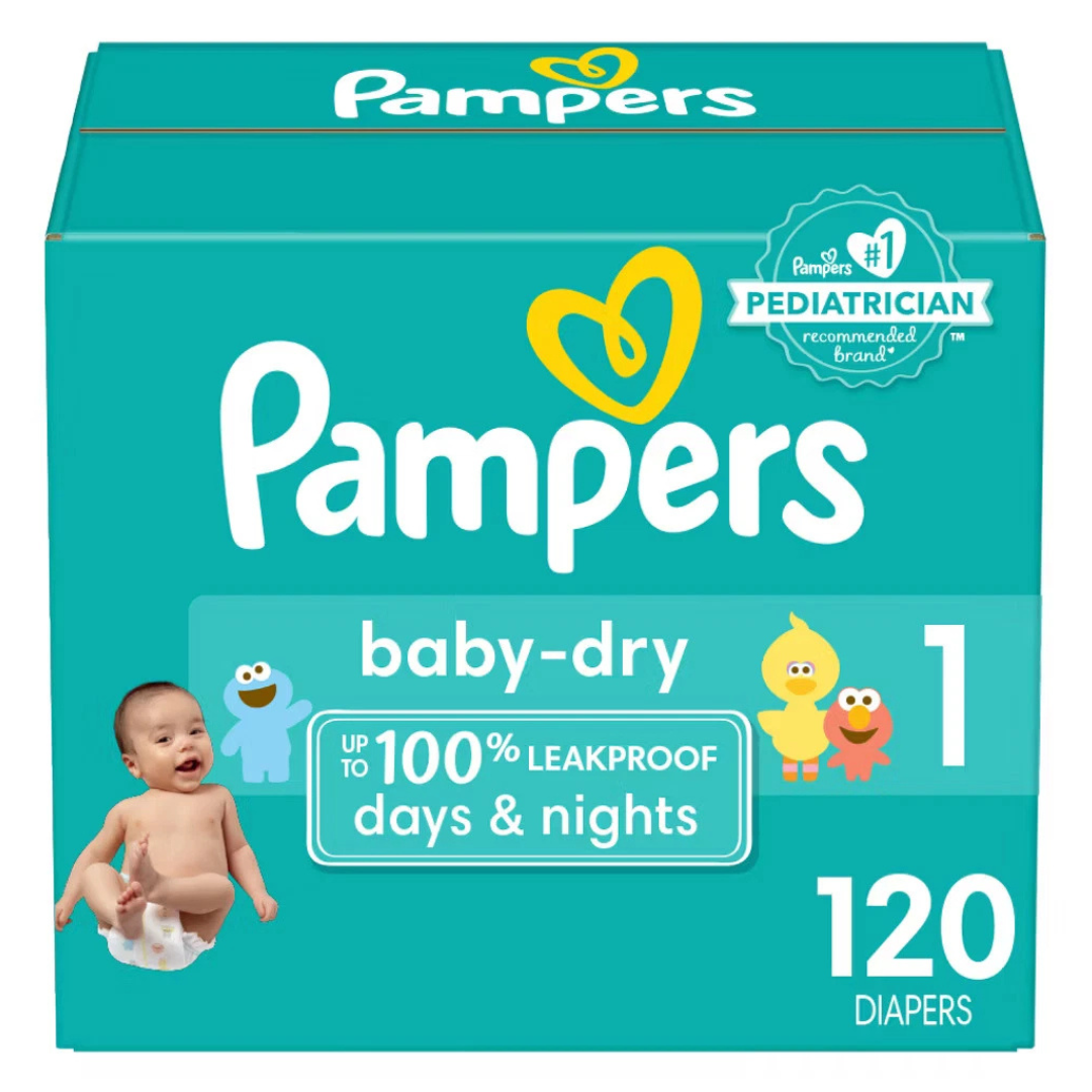 120-Count Pampers Baby Dry Diapers Super Pack (Size 1)