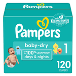120-Count Pampers Baby Dry Diapers Super Pack (Size 1)
