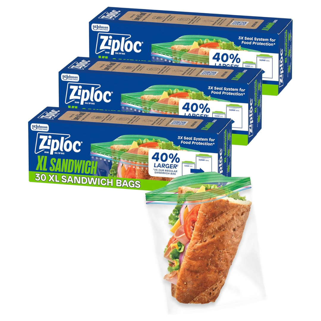 90-Count (3 x 30-Count) Ziploc Reusable Sandwich And Snack Bags