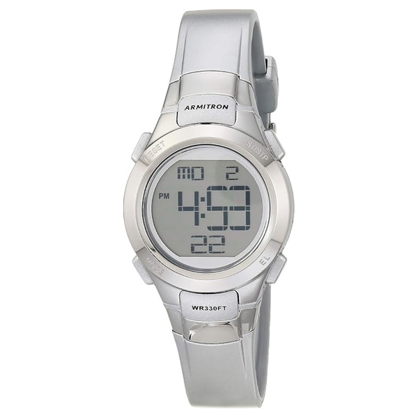 Armitron Sport Women's 45/7012SIL Digital Chronograph Silver-Tone Resin Strap Watch
