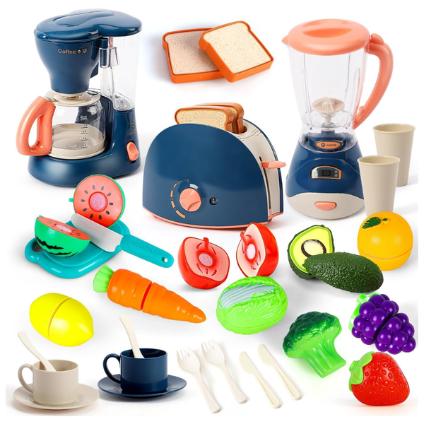 Kids Play Kitchen Appliances Set W/ Blender Coffee Maker Toaster