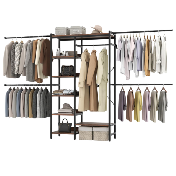 YITAHOME Heavy Duty Adjustable Garment Rack Organizer System