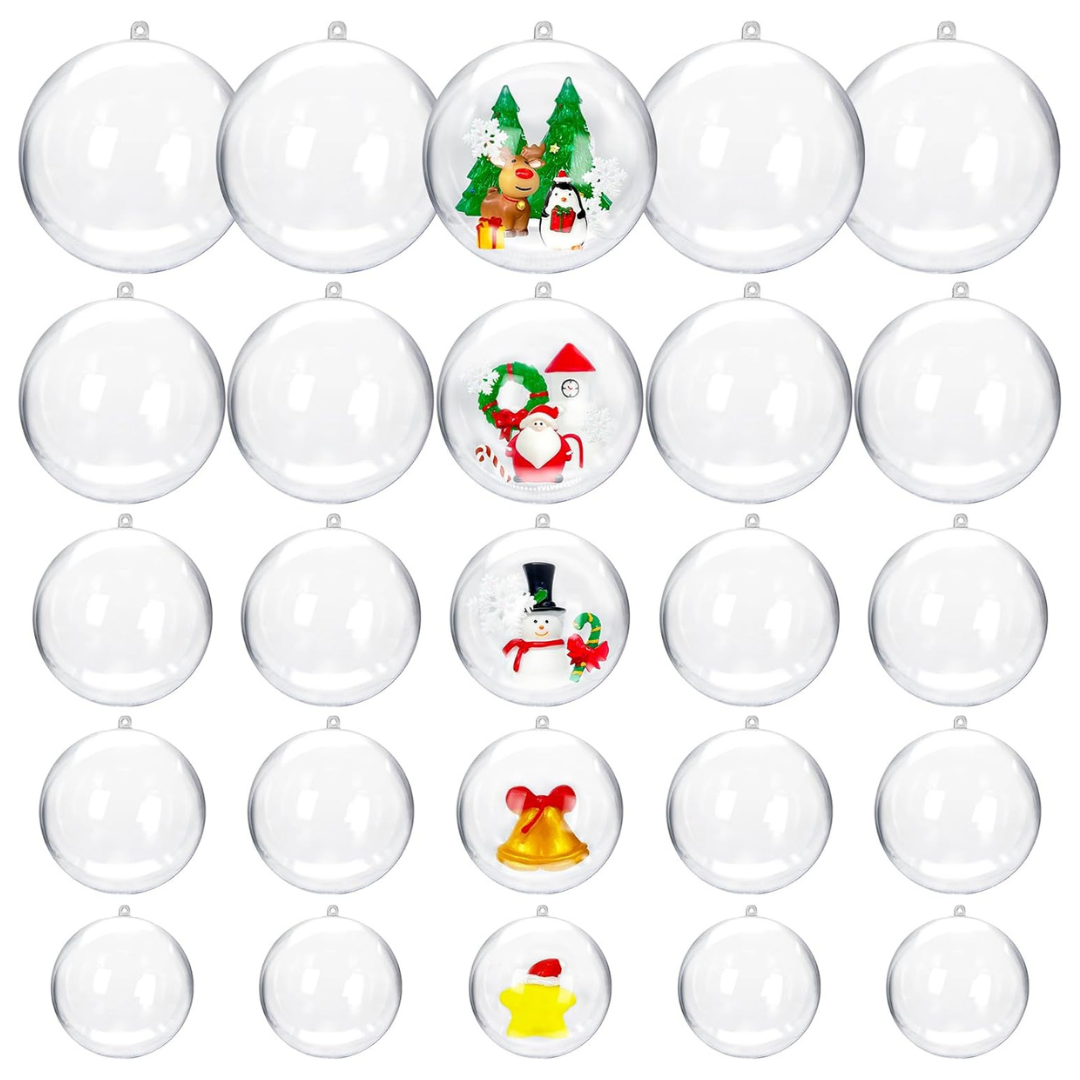 25-Pieces Fillable Transparent Ornaments Craft Ball