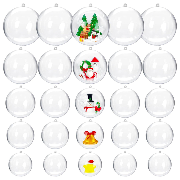 25-Pieces Fillable Transparent Ornaments Craft Ball