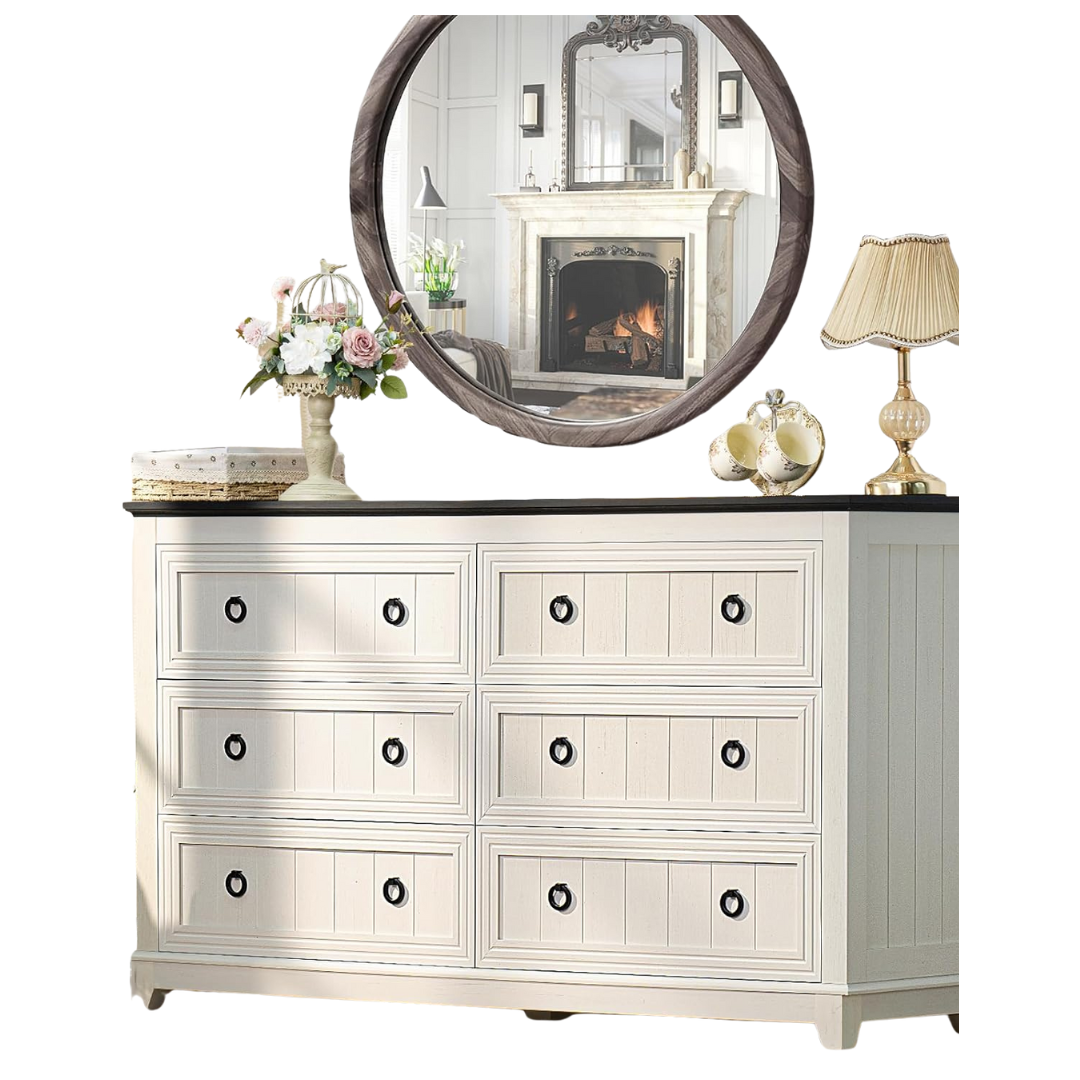 54" Joaxswe Farmhouse 6-Drawer Dresser White Chest Of Drawers