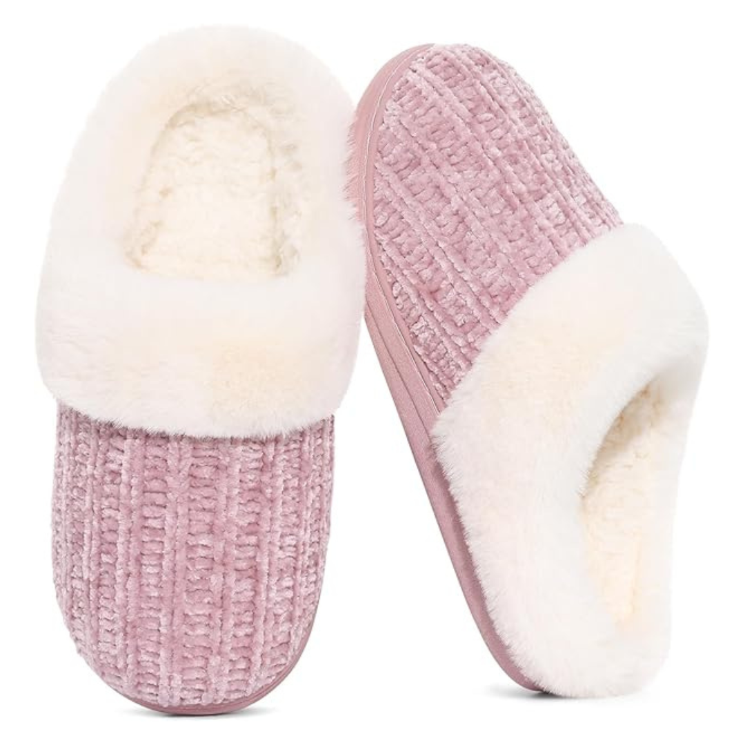 Evshine Women's Warm Chenille Knit House Slippers