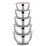 Set of 5 Vesteel Stainless Steel Mixing Bowls with Lids (Various)