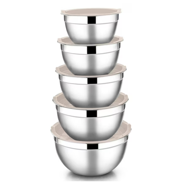 Set of 5 Vesteel Stainless Steel Mixing Bowls with Lids (Various)